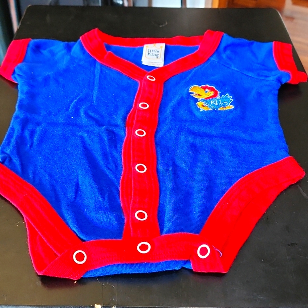 Snap front Kansas Jayhawks baby outfit